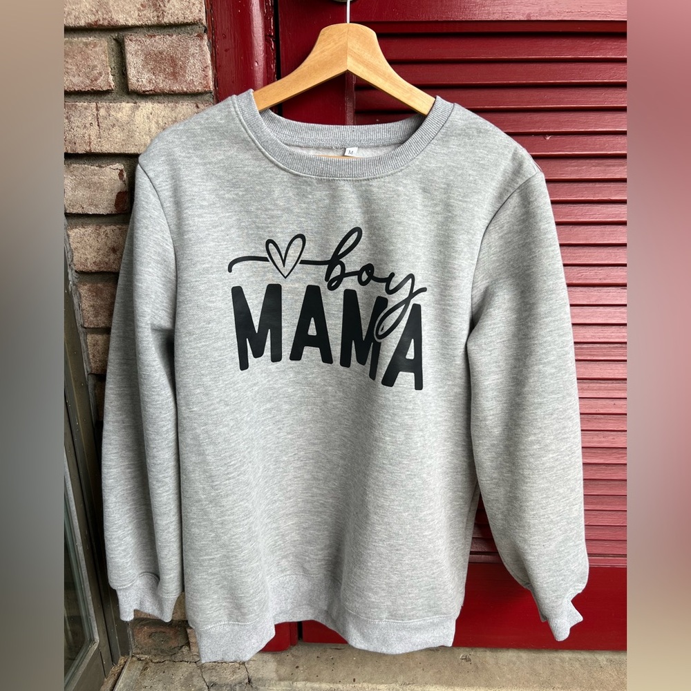 Boy Mama Grey Medium Fleece Crewneck Sweatshirt - Womens’s - Picture 5 of 7